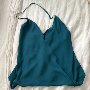 Olivaceous wrap halter neck top